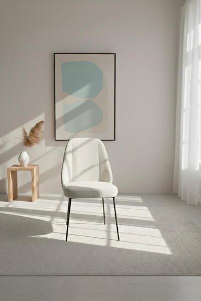 TodekHome Safir 6 Adet Metal Ayaklı Sandalye Babyface Kumaş Mutfak Salon Yeme...