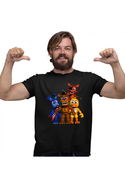 OEM Мъжка тениска FNAF All Team Five Nights at Freddy Horror Halloween