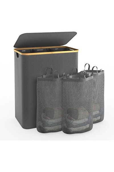 Generic Laundry Hamper 3 Section, 160L Extra Large Laundry Basket with Lid, C...