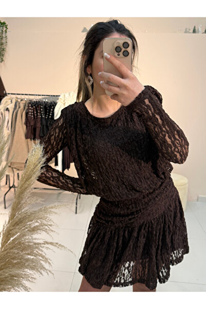 Sude Ay Güpür Detaylı Elbise