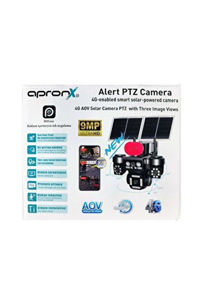 APRONX APX-WSP798 9MP AOV 4G SOLAR 3 KAMERA 40 LED PTZ KAMERA