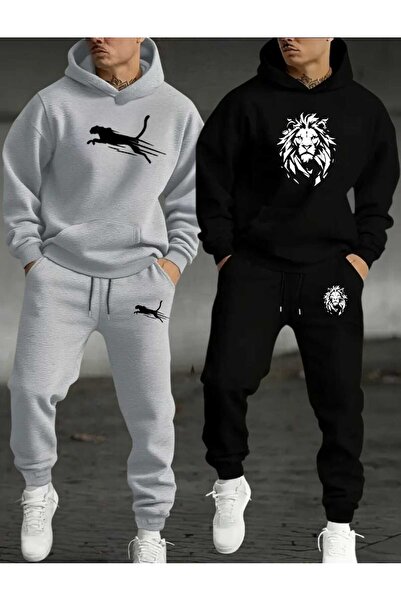 tkn your style Men's 2-Piece Set Top and Bottom Set Leopard Lion Print Design...