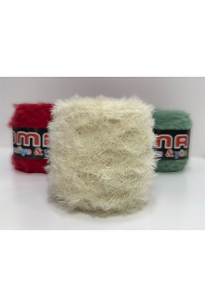 DmrTuhafiye Tavşan Tüyü ip El Örgü İpi 200gr - Krem