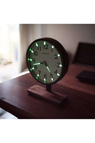 Time Gold Fosforlu Eskitme Ahşap Ayaklı Plastik Gövdeli Masa Saati Sessiz Aka...