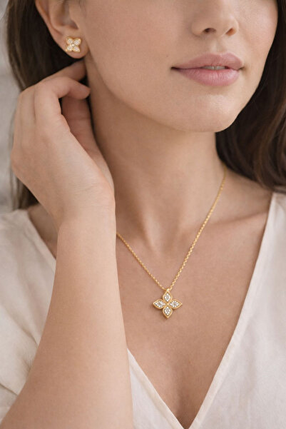 stylishaccessories Elegant gold necklace and earring set