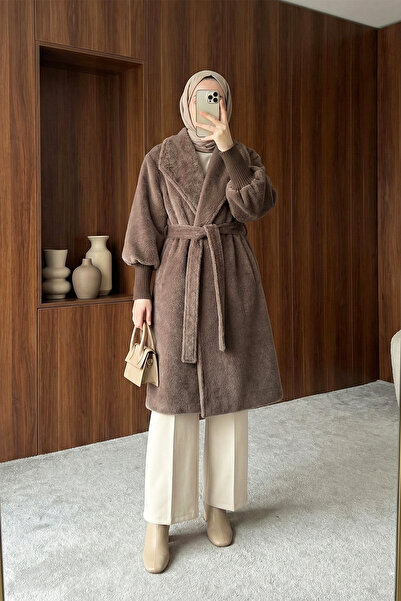 MODAQU Ribbed Lined Cashmere Coat - Earth Color