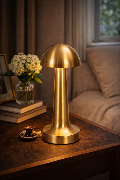 welcomein Metal Mantar Form Masa Üstü LED Abajur – Sıcak Işık, Modern Dekorat...