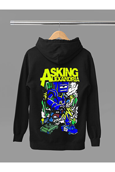 MAGORS Hanorac rock cu glugă, cu mânecă lungă, din bumbac imprimat, cu 3 fire...