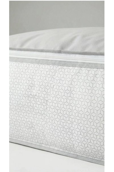 EVSELLA 8-Piece White Geometric Striped Under-Bed Sofa Bed Storage Organizer 60×40×22 cm