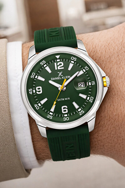 Daniel Klein Silicone Cord Steel Case Men's Wristwatch with Calendar and Brac...