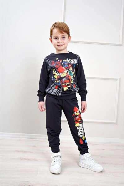 Yağmur Giyim Pjk2İ Leegoo Patterned 2 Thread 100% Cotton Boys' Tracksuit Set ...