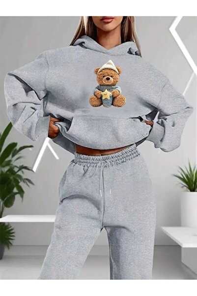 tkn your style Women's Top and Bottom Set Starry Teddy Bear Fashion Print Des...