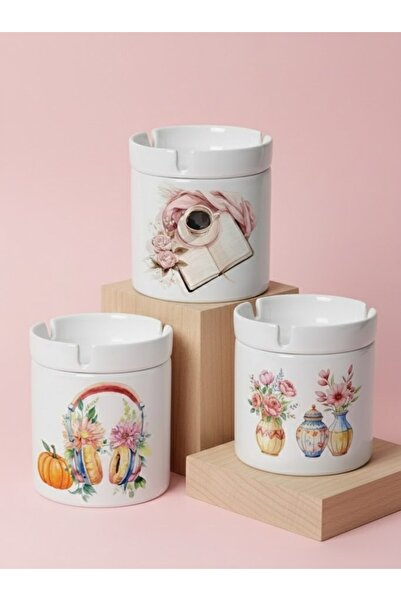 sartre art Kitap & Kahve Nostaljisi Set de scrumiere cu capac, 3 piese – Buch...