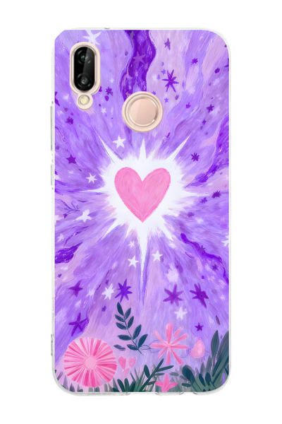 moonset Huawei P20 Lite Uyumlu Baskılı Yumuşak Silikon Şeffaf Telefon Kılıfı