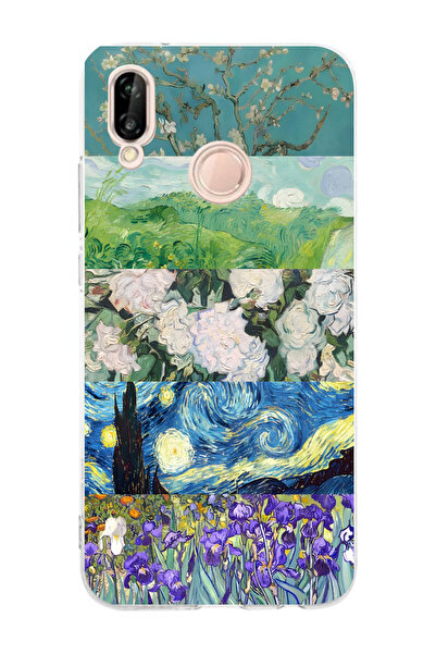 moonset Huawei P20 Lite Uyumlu Baskılı Yumuşak Silikon Şeffaf Telefon Kılıfı