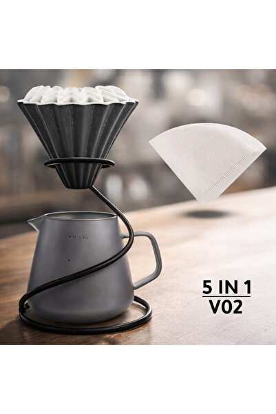 MIBRU v60 Dripper and Server Set for v60 Lovers V02 Coffee Filter Metal Base