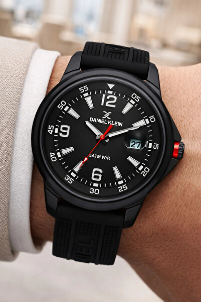 Daniel Klein Silicone Cord Steel Case Calendar Men's Wristwatch Wrist Bracele...