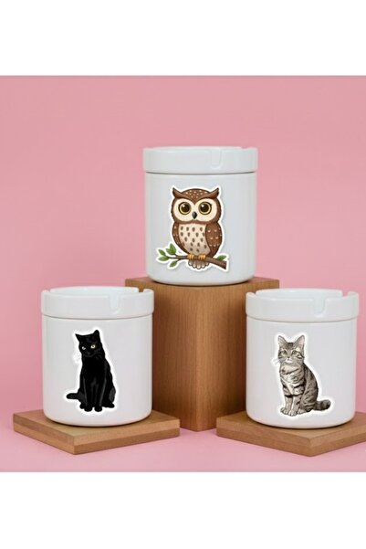 sartre art Set de scrumiere fără miros cu capace, pisică piese, Night pisică ...