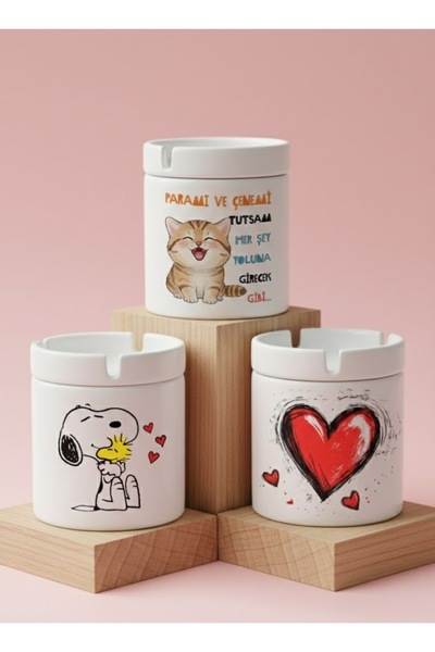 sartre art Set de scrumiere fără miros, cu 3 capace, așa că totul va fi bine