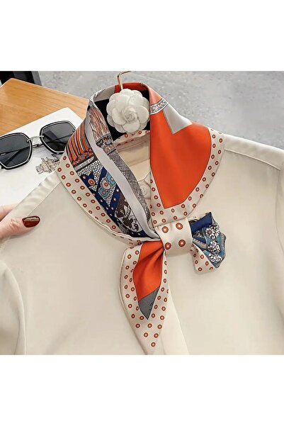 Accessories Hei Orange Patterned Stylish Silk-Look Daily Women's Accessory Sc...