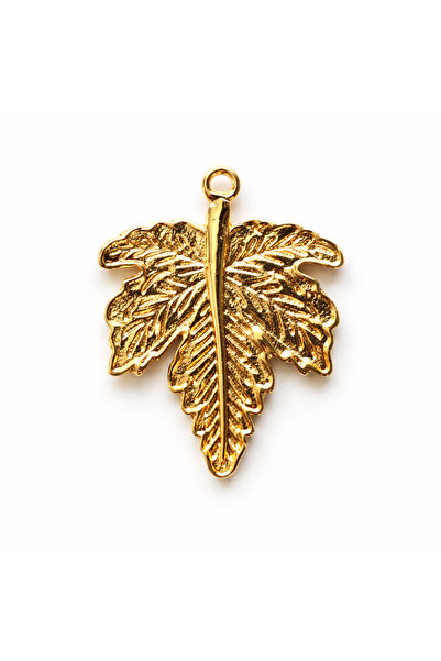 Hanori Accessory Yaprak Figürlü Metal Kolye Ucu, Metal Charm, Çanta Süsü,Takı...