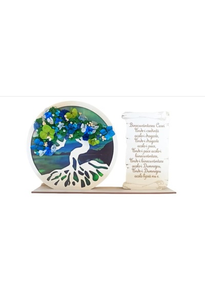 Hugo`s Tree Decoratiune din lemn cu licheni stabilizati si flori criogenate, ...