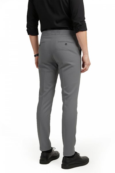 Rizz up Men's Anthracite Lycra Italian Cut Pleated Belt Buckle Stylish Fabric Trousers 2601020