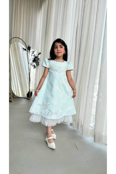 Warazan فستان بناتي جاكار ناعم