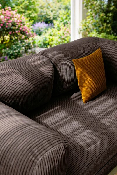 Puftic Safir Modern Tasarım, Çizgili Kadife Kumaş, Tamamen Sünger Koltuk, Kan...