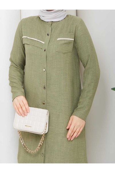NURSİDA Sofia Linen Buttoned Tunic Trousers Double Set