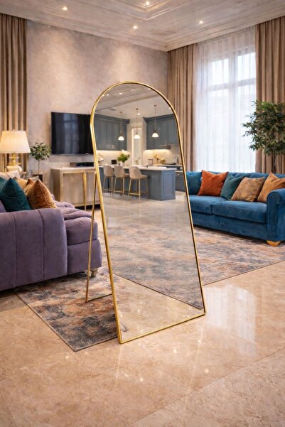 CLNK Premium Gold İnfluencer Aynası Hafif Metal Çerçeveli 180x60 Kırılma Karş...