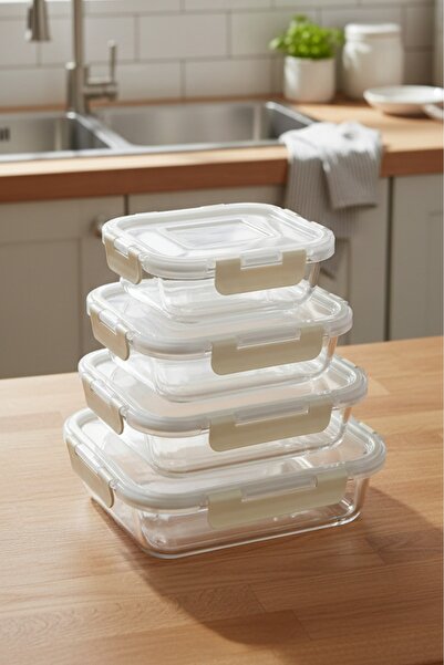 Emsan Soft Borosilikat 4'lü Saklama Kabı Seti