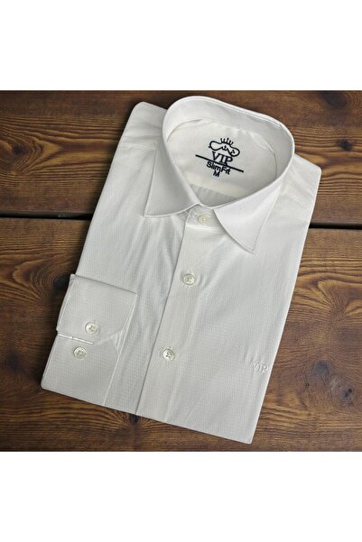 GÖMLEK GALERİSİ Slim Fit Plain White Long Sleeve Men's Shirt