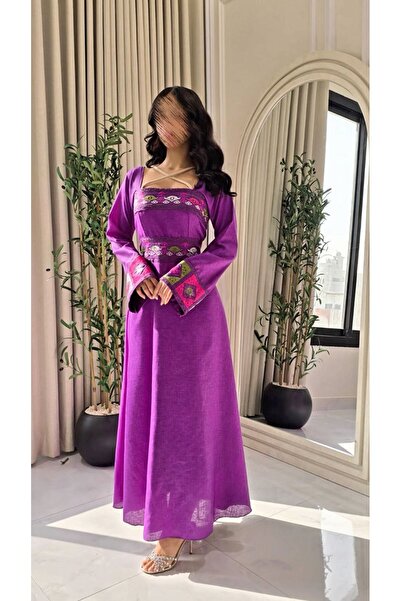 Liva Soft off-shoulder jalabiya in mauve