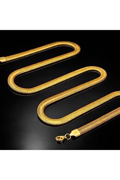 voyageaccessory Long Size Stainless Steel Gold Color Snake Back Men's Necklace
