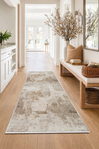 PINKIE HOME Dijital Baskı Yıkanabilir Kaymaz Leke Tutmaz Modern Kesme Yolluk ...