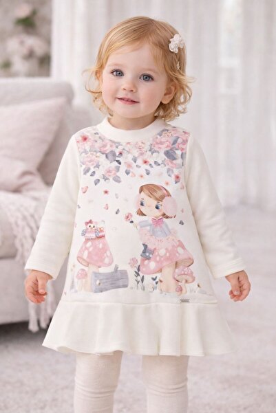 MAYORAL Kız Çocuk Ekru Renkli Desenli Elbise