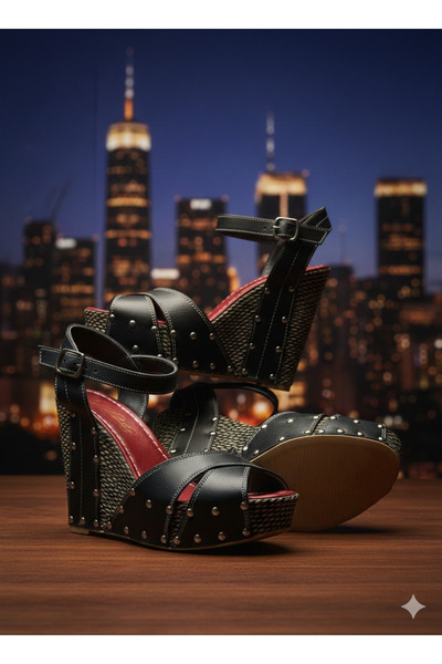 DARUGA Women's High Wedge Heeled Open Back Evening Dress Shoes