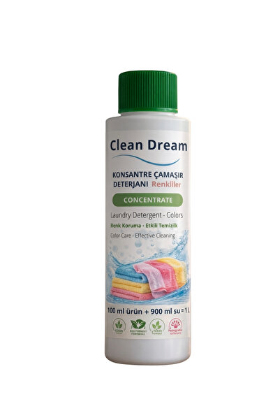 Clean Dream Renkliler İçin Konsantre Çamaşır Deterjanı 100 ml (1 Litre Hazırl...