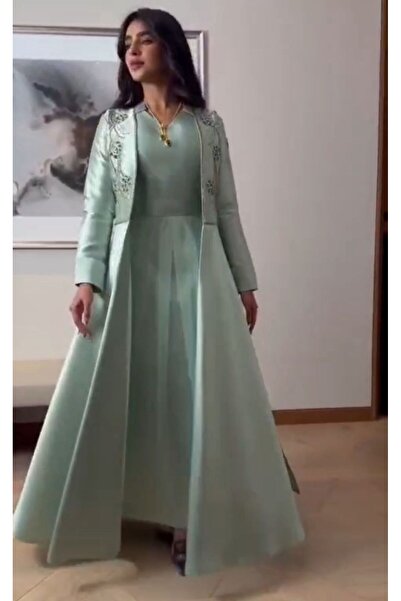 NALA FASHION Elegant embroidered satin dress