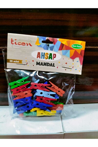 Ticon مشبك خشبي ملون صغير الحجم