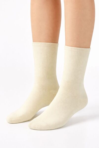 YAADE 2 чифта безшевни кремави дамски тенис чорапи