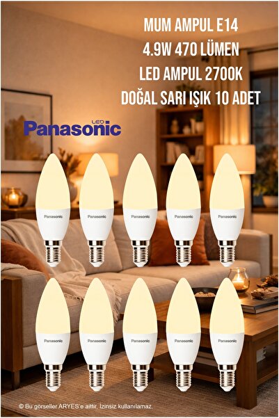 PANASONIC 4.9W Mum Ampul E14 2700K Sarı Işık | Sıcak Işık, Tasarruflu LED Ampul