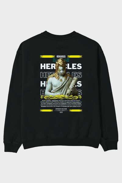 Ankhises Heracles 1 Митология С отпечатан гръб Черно Оверсайз суитшърт Мъже Ж...