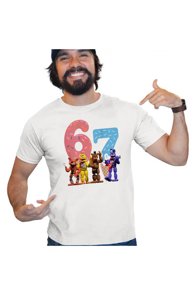 OEM Men's T-shirt Fnaf Six Seven Ice Cream Party Five Nights at Freddy Horror...