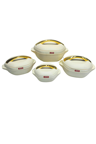 Un Milton Food Container Set of 4 Pieces 2.5L 1.5L 1L 0.5L Beige/Gold