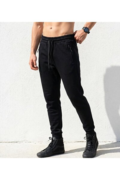 Plus Scorpion Men's Slim Fit Sweatpants – Cotton Fabric, Zipper Pockets, Ribb...
