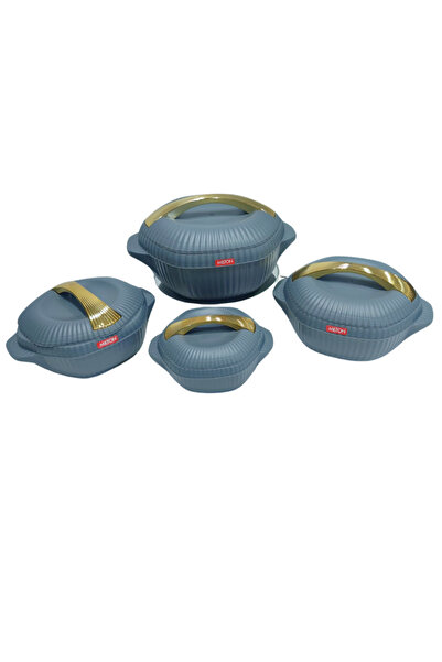 Un Milton Food Container Set of 4 Pieces 2.5L 1.5L 1L 0.5L Grey/Gold