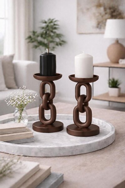 Store LITHORA KAHVERENGİ Zincir Model Dekoratif Mumluk | Şık ve Modern Tasarım