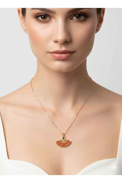 ZD JEWELRY Vıp Çelik Gold Özel Tasarım Zirkon Taşlı Mineli 316 l Çelik Yelpaz...